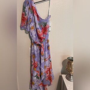 Julia Jordan Asymmetrical Floral Dress in Purple and Red